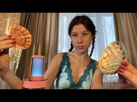 ASMR 🐚mermaid triggers: seashell tapping, scratching, whispering 🧜‍♀️ 🌊