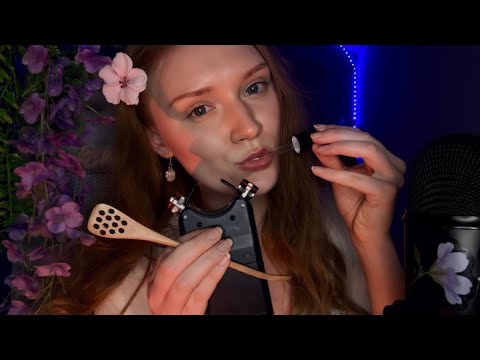 ASMR live💆‍♀️Eye cleaning, Spit painting,Honey Spoon, Kisses, Spider web,Hair playing…😴