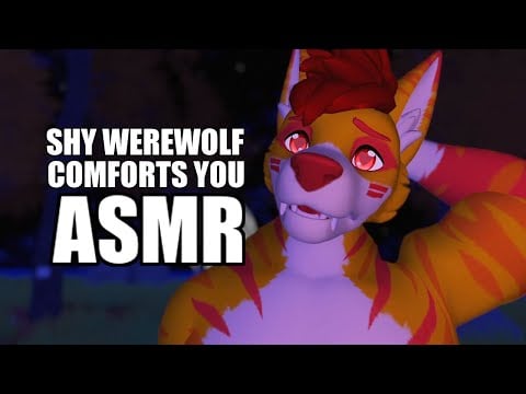 [Furry ASMR] Your shy werewolf boyfriend comforts you (whispered + lotion massage) 🫣