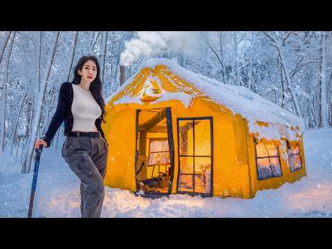 ❄️HEAVY SNOW CAMPING INSIDE A LUXURY AIR TENT