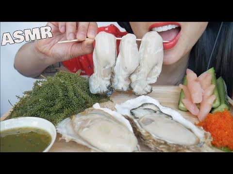 ASMR GIANT OYSTERS + FRESH SEAGRAPES + SEAFOOD SAUCE (EATING SOUNDS) NO TALKING | SAS-ASMR