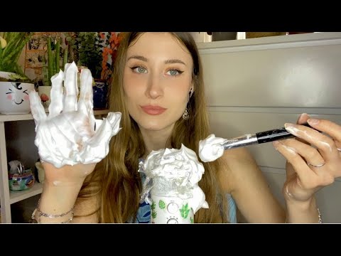 asmr | shaving foam on the microphone & crinkles