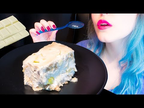 ASMR: Foamy White Chocolate Tiramisu w/ Green Apples ~ Relaxing Eating Sounds [No Talking|V] 😻