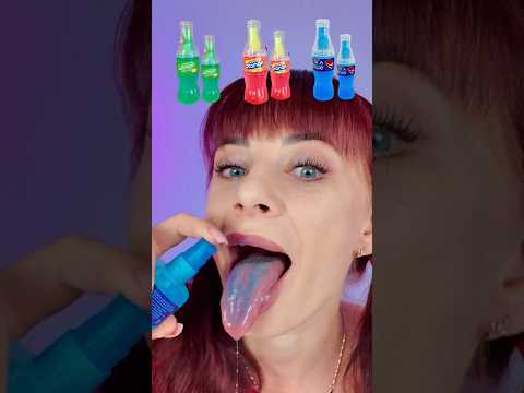 ASMR Sour Candy Spray Green, Red, Blue  #candyopening #eatingsounds