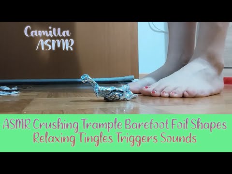 ASMR Crushing Trample Barefoot Foil Shapes Relaxing Tingles Triggers Sounds