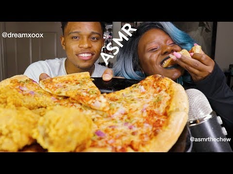 Pizza ASMR (Eating Sounds) Chicken Legs Mukbang