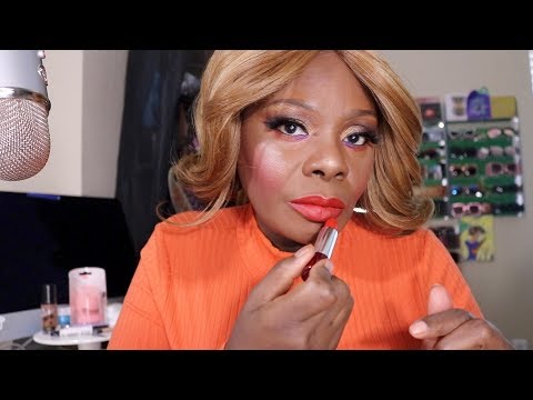 Drugstore Makeup ASMR Trying Mother Pucker Red Lipstick Orbit Chewing Gum