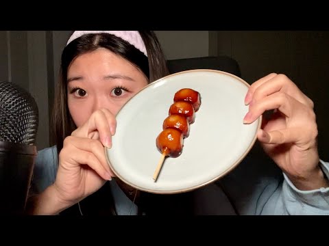 ASMR MUKBANG | eating dango 🍡 sticky, chewy mouth sounds 👄 *rambling* 🗣️