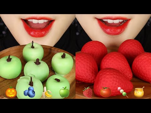 HOMEMADE FRUIT CAKES ASMR CRUNCH CHOCOLATE ASMR FRUITS SHAPED DESSERT ASMR MOCHI ASMR 🍓