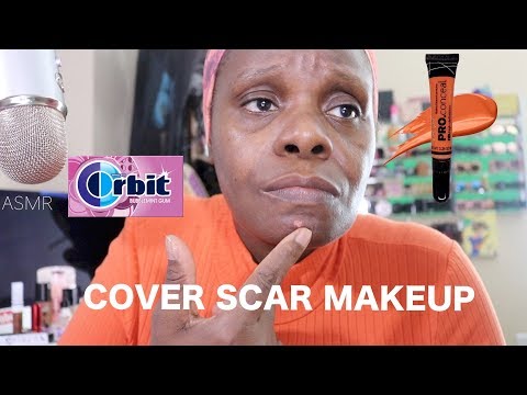 ASMR Covering Scar Before Makeup Correction Concealer Trying Orbit Chewing Gum