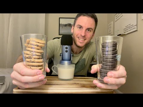 ASMR Eating Milk and Cookies