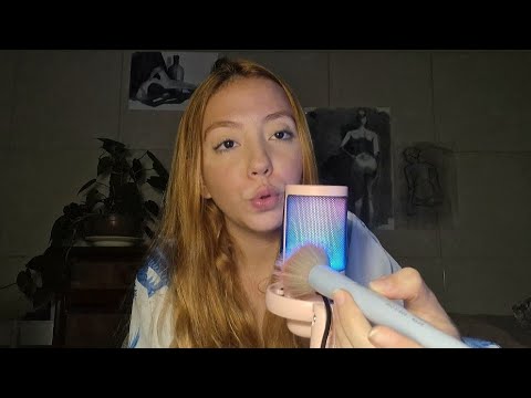 ASMR calminho - afirmações positivas, música relaxante, pincel no microfone e sons de boca