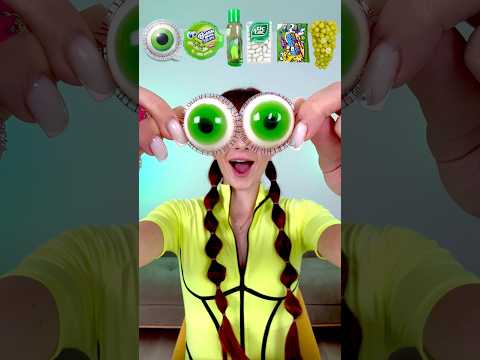 ASMR Green Gummy Eyeballs, Sugar Candy, Liquid Candy #mukbang