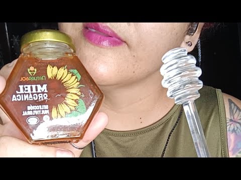 ASMR comiendo miel 🍯 con cuchara de vidrio 