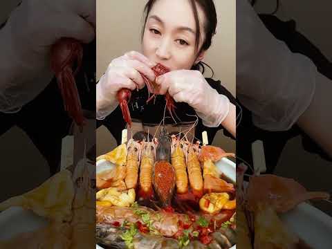 🦐🍣 Live seafood mukbang fun 🎶🍻 #SeafoodMukbang #맛있다