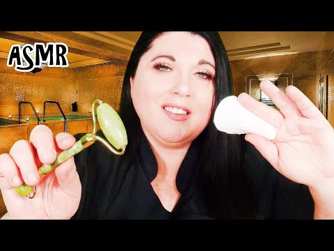 ASMR Relaxing Spa Facial Roleplay (Face Massage, Steam, Face Exam, Jade Roller, Personal Attention)