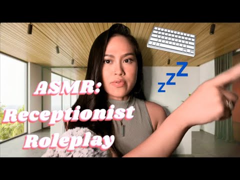 ASMR: Receptionist Roleplay with Whispering + Typing + Gum Chewing For Relaxation 💤😴