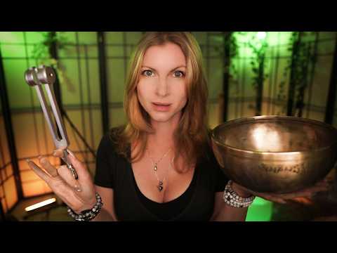 Burnout Recovery ASMR Reiki Plucking, Tuning Forks & 528Hz Sound Bath (No Talking from 11:42)