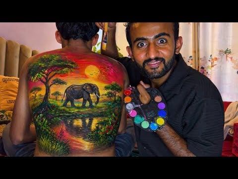 ASMR | Doing My Friend Relaxing Back Painting   🎨