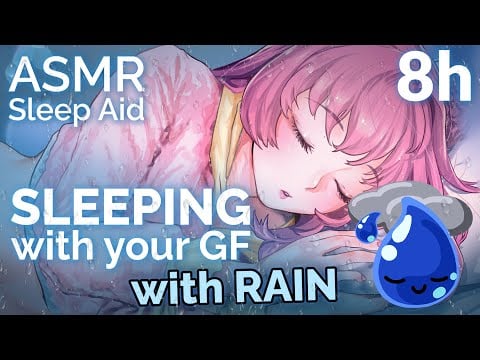 ASMR Sleep Aid - Rainy Cuddles on your GF chest [8 hours][Heartbeat][Gentle breathing][Rain]