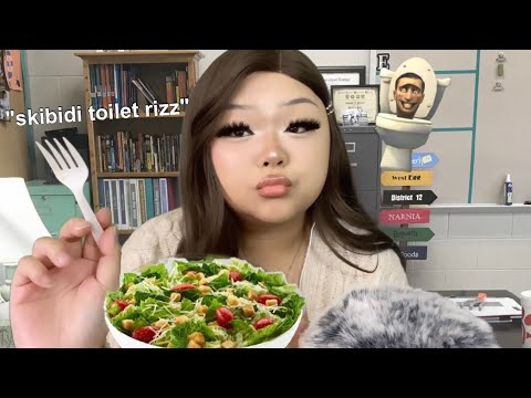 ASMR pov your teacher has BRAINROT 🧠🤓☝🏼🥗 (and she's aeating a salad) (realistic)