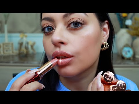 ASMR| Lipstick Application - Lid Sounds, Mouth Sounds, Tapping, Whispering (Charlotte Tilbury) 4k