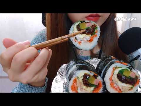 Tuna Kimbap ASMR 왕 참치김밥 이팅사운드 노토킹 먹방 No talking Eating Sounds Mukbang