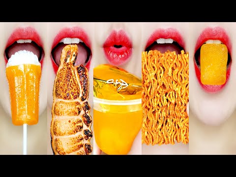 Orange Emoji Food 주황색 이모지 입술 먹방 ASMR EATING SOUNDS