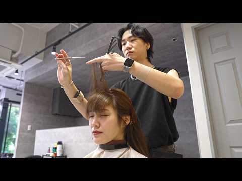 (ASMR) Beautiful Japanese Lady Gets Professional Haircut from Top Stylist in Tokyo, Japan