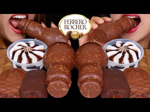 ASMR GIANT FERRERO CHOCOLATE SNOWMAN, ICE CREAM SWIRL SUNDAE, ICE CREAM BAR, DIAMOND CHOCOLATE 먹방