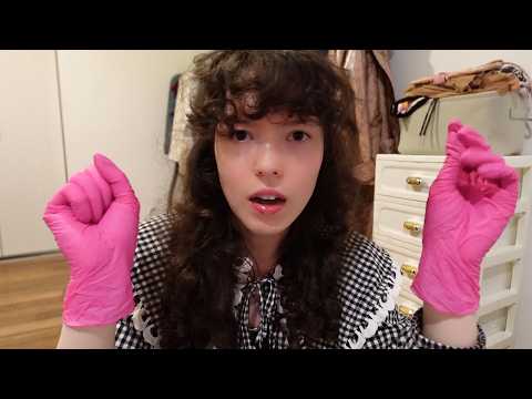 ASMR face massage gloves and face wash water sounds