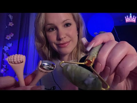 Jade rollers & lotion application: layered & mouth sounds | Personal Attention ASMR