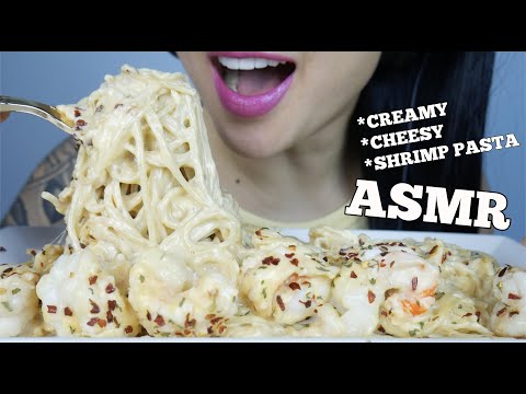 ASMR CREAMY CHEESY SHRIMP PASTA (SOFT STICKY EATING SOUNDS) NO TALKING | SAS-ASMR