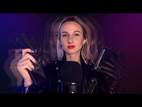 4K ASMR | Leather Sounds with Echo (Gloves, Jacket, Shoes, Belt, Wallet)