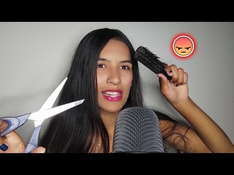 ASMR CABELEIREIRA AGRESSIVA FAZENDO SEU CABELO 💇🏻‍♀️ / asmr fast