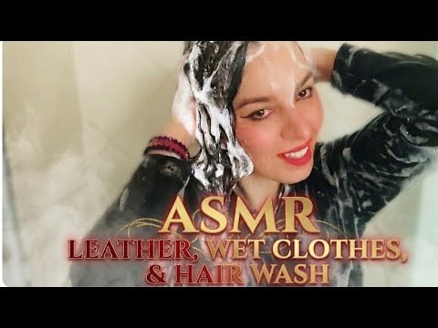 ASMR leather Wetclothes and hair wash #leather #foam #shampooing 