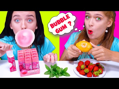 BUBBLE GUM VS REAL FOOD ASMR EATING CHALLENGE LiLiBu