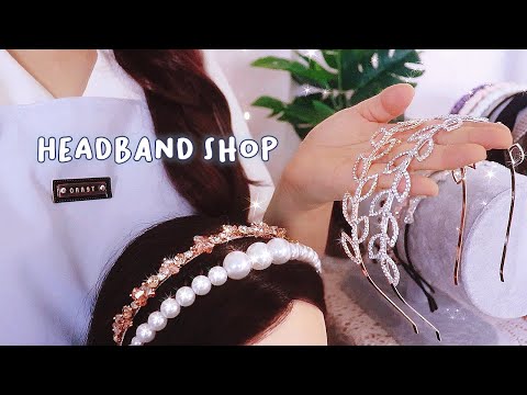 ASMR Relaxing Headband Shop💙 | Trying on & Wrapping (Roleplay)