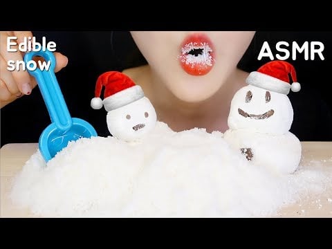 EDIBLE SNOW ASMR SNOW EATING ASMR COCONUT ASMR EDIBLE PRANK ASMR ⛄