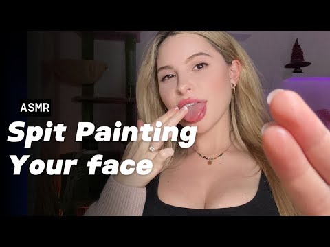 Spit painting your face 🎨👩‍🎨 ASMR, whispering, spit painting, mouth sounds