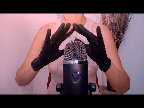 🎧 ASMR - Nice & Gentle - Black Latex Gloves Tingles  & Fluffy Mic Sounds (No Talking)