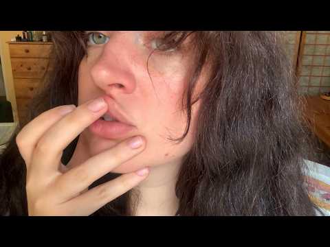 spit painting on my lipstick  ASMR (no talking, breathing, wet mouth sounds, lip tracing)
