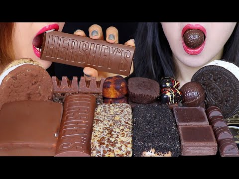 ASMR HERSHEY'S MILK CHOCOLATE BAR, OREO ICE CREAM, TOBLERONE, CAKE BITES, KINDER BUENO, BROWNIES 먹방