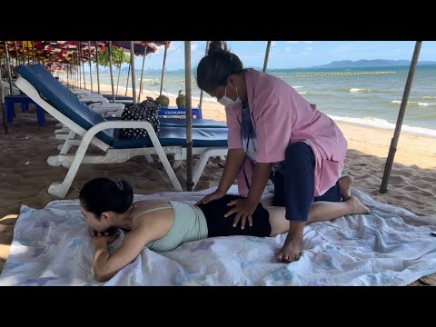 ASMR FULL BODY MASSAGE ON THE BEACH FOR TOURISTS by professional with sounds of sea waves