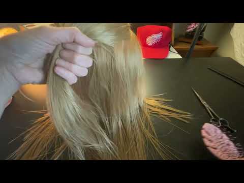 Hair Brushing Damp Mannequin Hair and Whispers ASMR
