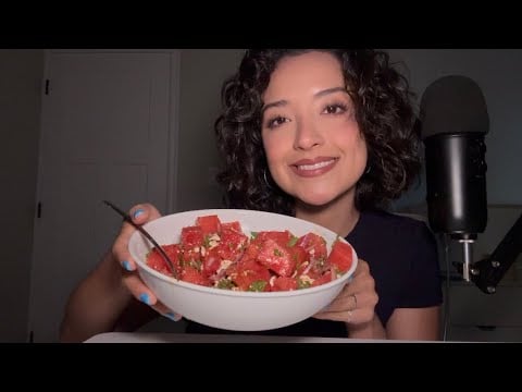 ASMR | Watermelon feta salad 🍉 | chatty trip recap
