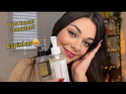 ASMR: FAZENDO MEU SKINCARE NOTURNO (FALANDO SOBRE MINHAS ESPINHAS E TRATAMENTO)