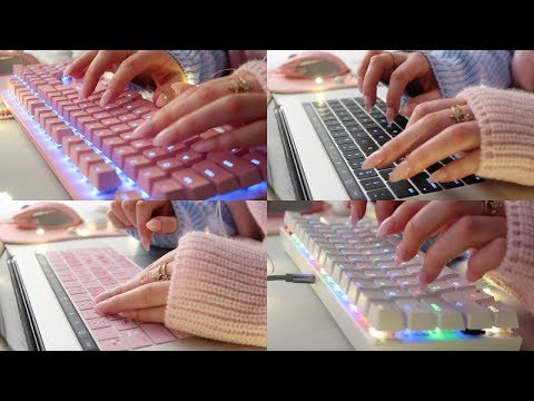 [ASMR] Four Different Keyboard Typing Sounds Whispering RP, Keyboard Scratching | Clicky Sound Space