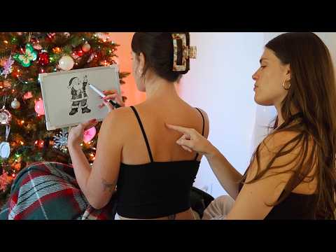 ASMR 🎄🎅 Back Tracing Game w/ Whiteboard 💚❤️ Holiday Theme (Whisper, Back Tracing, Real Person)