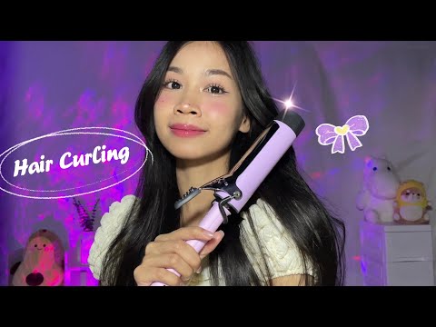 ASMR Curling My Hair 💜| Styling & Brushing Sound